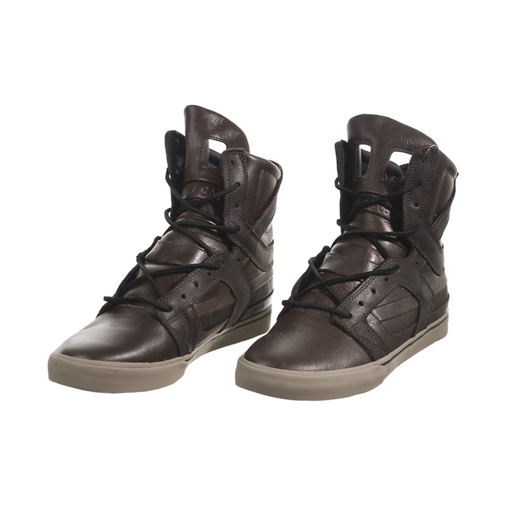 Baskets Montantes Supra SkyTop II Marron Dark Brown Full Grain Homme | WEW-62968970